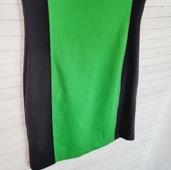 DEREK LAM GREEN & BLACK COLORBLOCK SHEATH DRESS, SZ SMALL - Picture 11 of 12